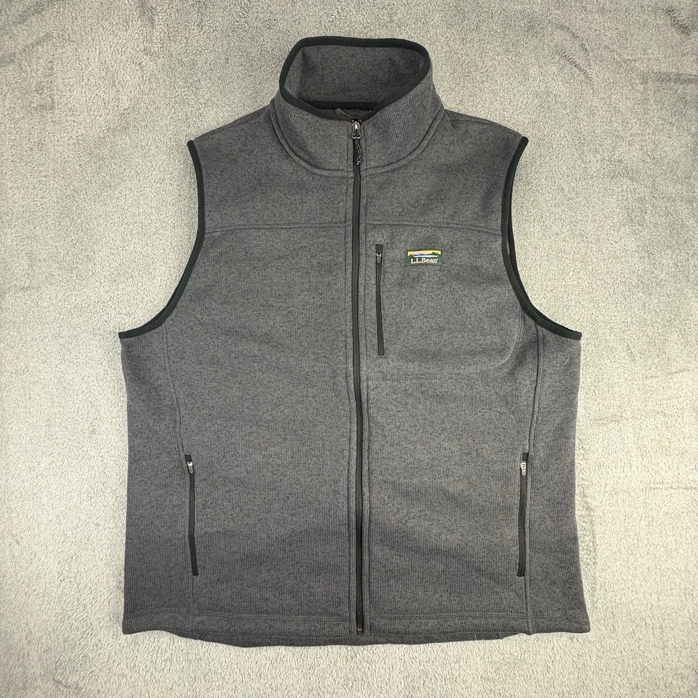L.L. Bean Sweater Fleece Vest Men's Gray Full Zip Large Regular